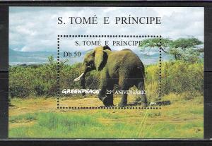 St Thomas & Prince 1241 MNH S/S Elephants scv 6.00