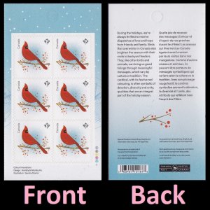 Canada 3365 Christmas Birds Holiday Cardinal P pane 6 B MNH 2022