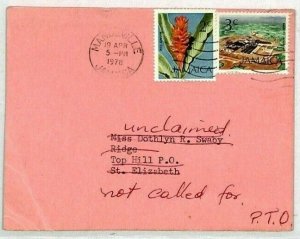 JAMAICA Unclaimed *Top Hill Post Office* CDS 1978 Card RETOUR Mandeville CY94