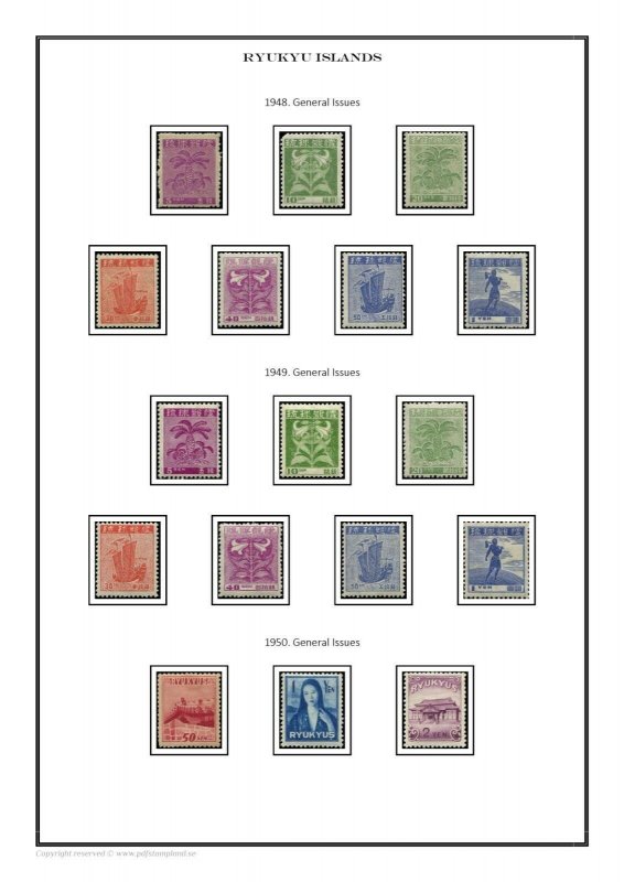 Ryukyu Islands 1948-1972 PDF (DIGITAL)  STAMP ALBUM PAGES