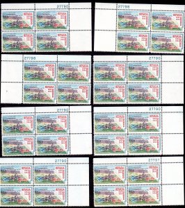 SC # 1248, Plate blocks, MNH, lot of 8. Face = $ 1.60 Lot 220339 -16