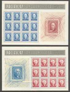 U.S. 3139 & 3140  Pacific 97 Souvenir Sheets, MNH, CV $26.50