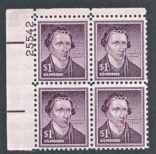 SCOTT # 1052 PLATE BLOCK $ 1.00 PATRICK HENRY MINT NEVER HINGED GEM 1955