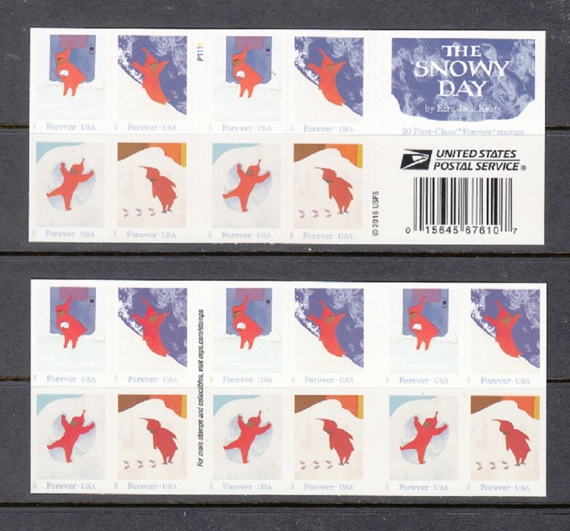 USA BOOKLET FOREVER SC# 5243-5246 THE SNOW DAY - 20 S.A. MNH - PL# P1111