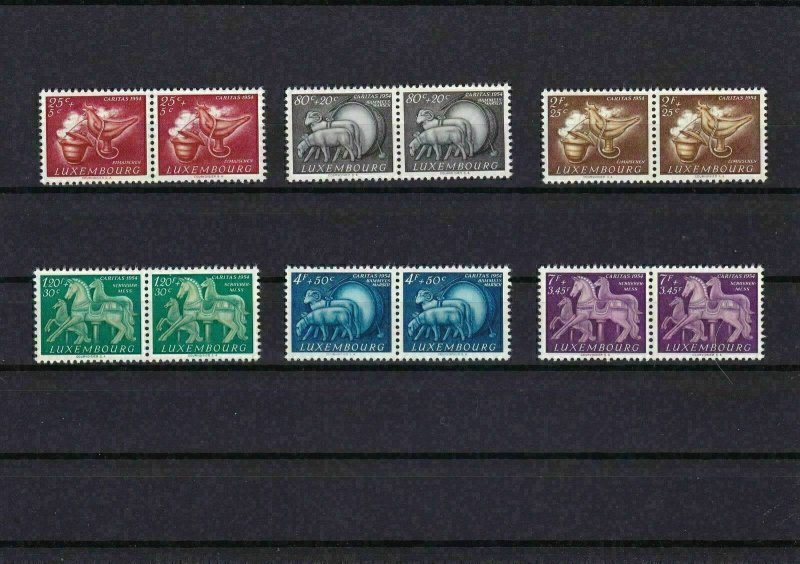 LUXEMBOURG 1954 NATIONAL WELFARE FUND MNH STAMPS PAIRS  SET CAT £110   REF 4886