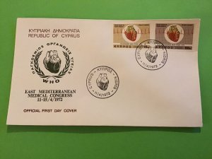 Cyprus First Day Cover Medical Congress Heart Health 1972 Stamp Cover R43187