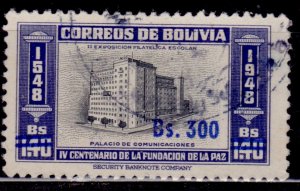 Bolivia, 1957, Currency Revaluation of La Paz Stamps of 1951, surcharged, used