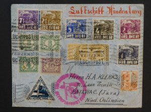 1936 Netherlands Indies Hindenburg Zeppelin LZ 129 Olympics Flight cover Batavia