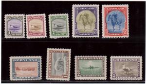 Greenland #10 - #18 VF/NH Set