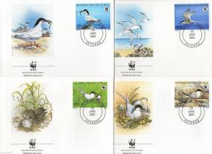 Benin 1989 WWF Roseate Tern Birds Wildlife Animal Fauna Sc 657-60 Set of 4 FDCs