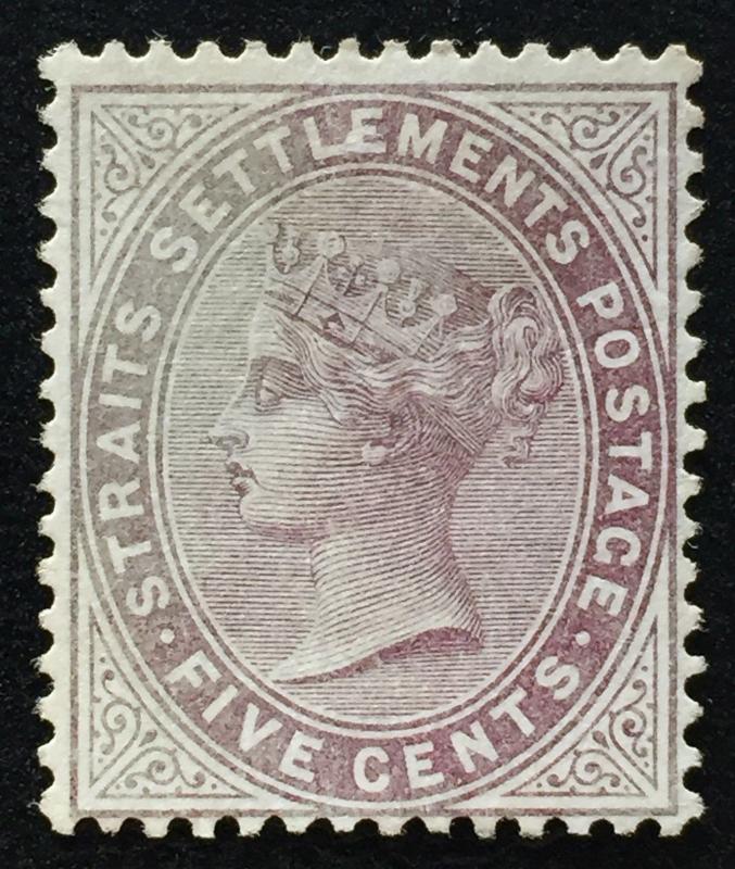 Malaya 1882 Straits Settlements QV 5c Purple-BrownCrownCC MNG SG#48 CV£120 M1913