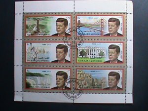 SHARJAH-1972 JOHN F. KENNEDY & THE BEAUTY OF AMERICA CTO MINI SHEET- VERY FINE