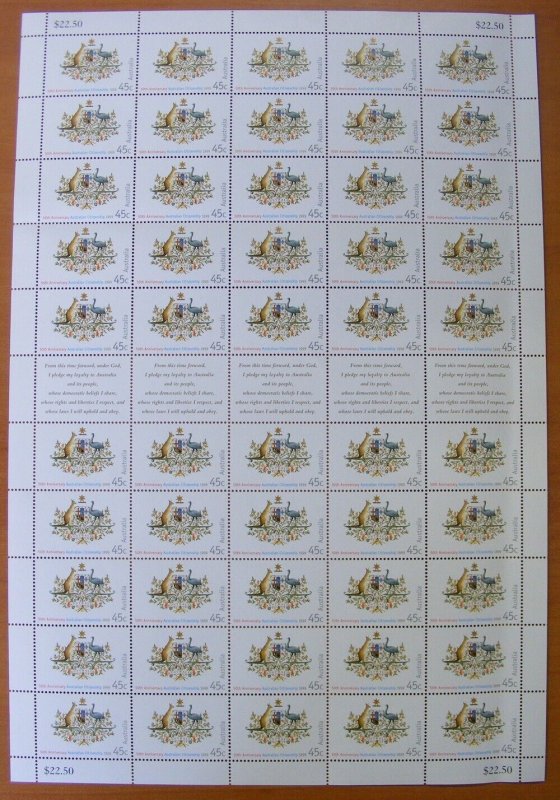 Australia 1999 45c 50th Anniv Citizenship full sheet of 50 MUH**