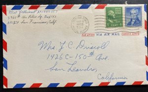 1958 USA Air Force Post Office Airmail Cover To San Leandro CA