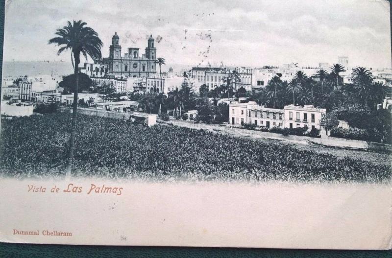 Spain 1909 PPC Las Palmas PLYMOUTH PAQUEBOT Manchester Brooklands FreeUK Postage