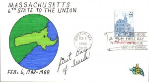 #2341 Massachusetts Statehood ASP FDC