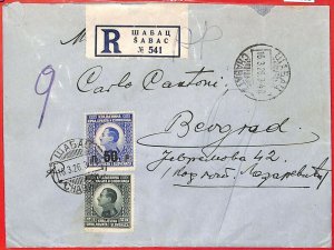 aa2112 - SERBIA - POSTAL HISTORY - REGISTERED COVER from Šabac 1926-