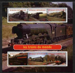 C A R - 2012 - Trains of the World - Perf 6v Sheet #2 - Mint Never Hinged