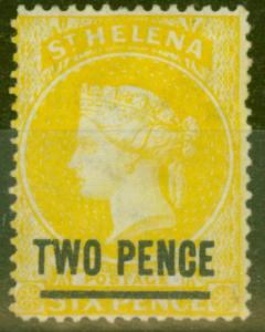 St Helena 1880 2d Yellow SG28 Type B Fine Mtd Mint