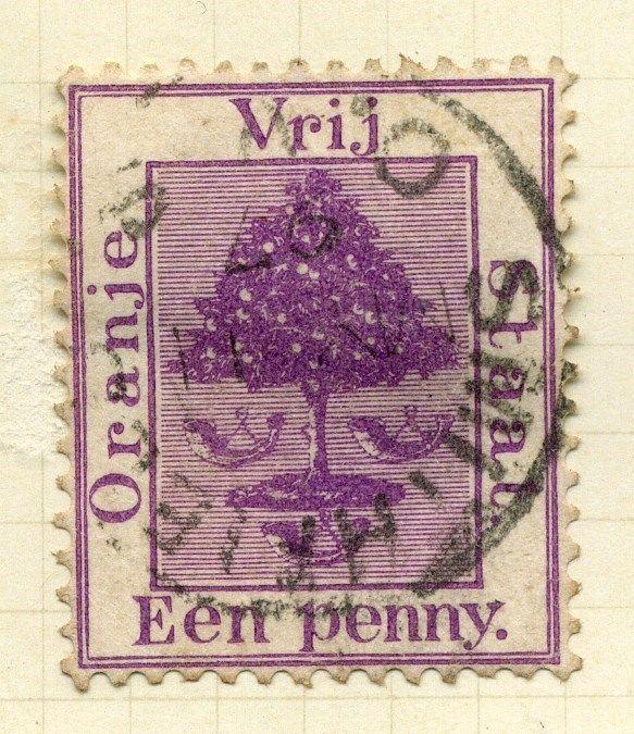 ORANGE FREE STATE;  1894 early classic issue 1d. used value