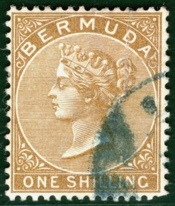 BERMUDA QV Classic SG.29 1s Yellow-Brown (1893) CLEAR PROFILE Used c£30 SBLUE129