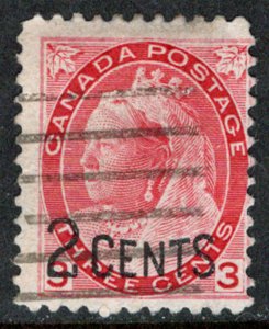Canada - Queen Victoria 2 Cent on 3 Cent - Provisional Good Condition # 88 Used