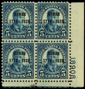 648, Mint NH F/VF 5¢ Hawaii Plate Block of Six CV $375 - Stuart Katz