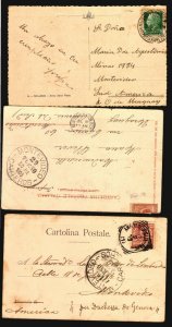 Italy 5 old ca1900 postcards with unusual postmarks TPO & cancel ambulante etc