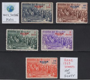 WC1_30386. ECUADOR. Rare 1939 ovpt. stamps. Not in Scott. MNH