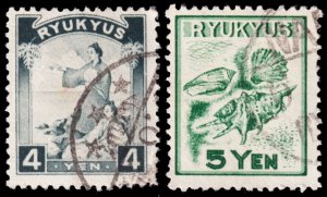 Ryukyu Islands Scott 12-13 (1950) Used F-VF, CV $17.00 C