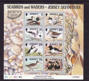 Jersey-Sc#785b-unused NH sheet-Birds-Seabirds-Waders-1997-