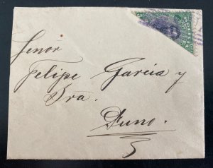 1910 Guaqui Bolivia Piece Cover To Puno Peru 5 Cents Bisect Stamp