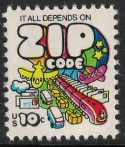 Scott 1511- It All Depends on Zip Code, Mail Transport- MNH 1974- 10c mint stamp