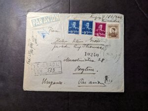 1944 Registered Romania Airmail Cover Cisnadia to Beglera