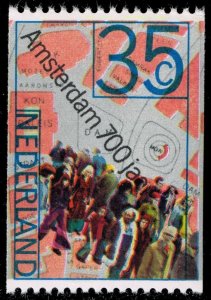 Netherlands #527 People and Map of Dam Square; MNH