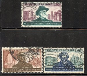 Italy, # 594-96, Used. CV $ 24.25