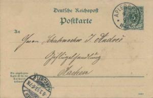 Germany 5pf Numeral Attached Reply Postal Card 1897 Aplerbeck to Aachen.