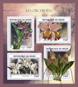 NIGER - 2016 - Orchids - Perf 4v Sheet - Mint Never Hinged