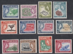 1957 PITCAIRN ISLANDS QEII DEFINITIVES COMPLETE (SG#18-28) MNH VF