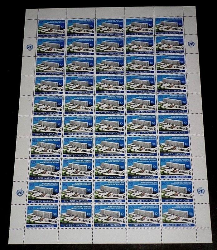 U.N. 1974, NEW YORK #244, I.L.O. HEADQUARTERS SHEET/50, NICE!! LQQK!!