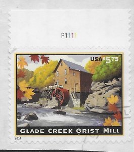 US #4927 Plate single - Used on piece. Glade Creek Grist Mill - very nice.