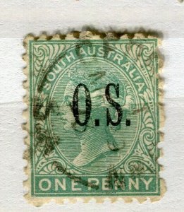 AUSTRALIA; SOUTH AUS. 1890s early classic OFFICIAL 'OS' issue used 1d. value