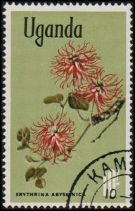 Uganda 128 - Cto - 10sh Uganda Coral Flower (1969) (cv $0.55)