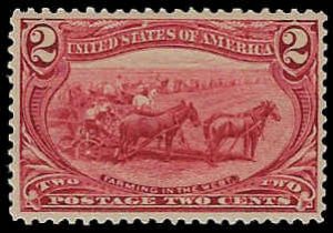 U.S. #286 Unused OG LH; 2c Trans Mississippi - Farming (1898)