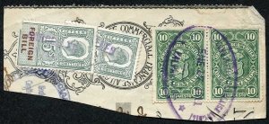 KGVII 15/- x 2 Foreign Bill plus Chile 10p Green Pair on PIECE