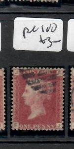 GREAT BRITAIN QV SC 33 1D RED PERF SG43  PLATE 100  VFU   PPP0612H