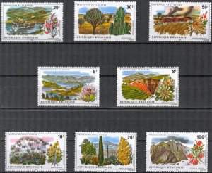 Rwanda 1975 Nature Protection Landscapes trees Fruits Flowers Set of 8 MNH