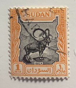 Sudan 1951 Scott 98 used - 1m, local motives, Nubian ibex