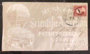 1860s New York USA Scientific American Patent Agency Cover To Kensico NY