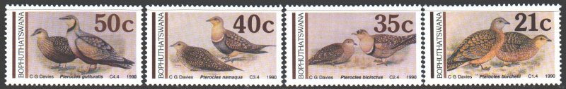 Bophutatswana. 1990. 239-42. Birds fauna. MNH.